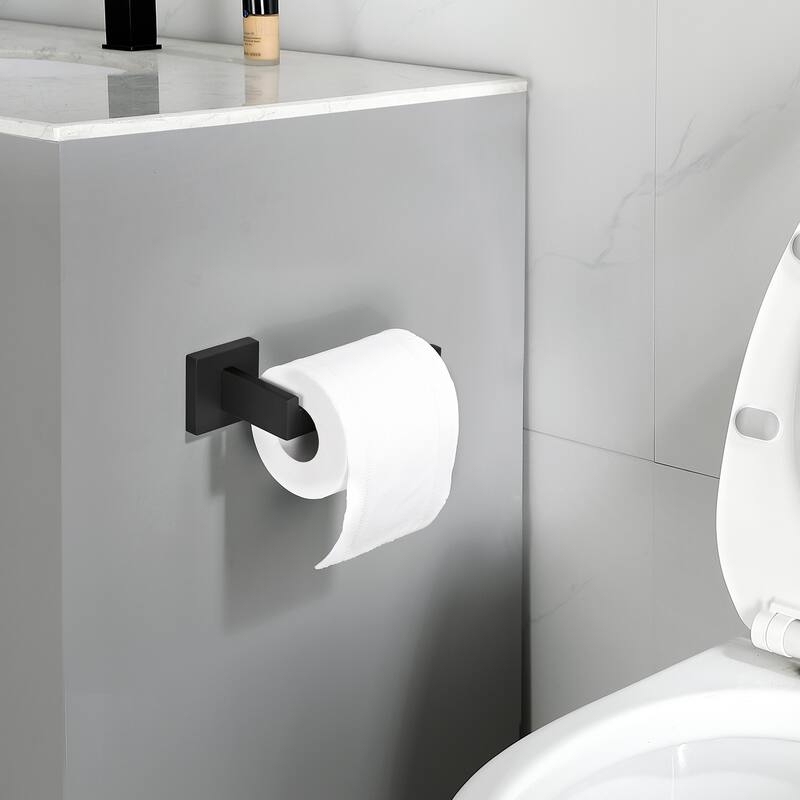 Wall Mount Toilet Paper Holder Bathroom Hardware - Satin Black