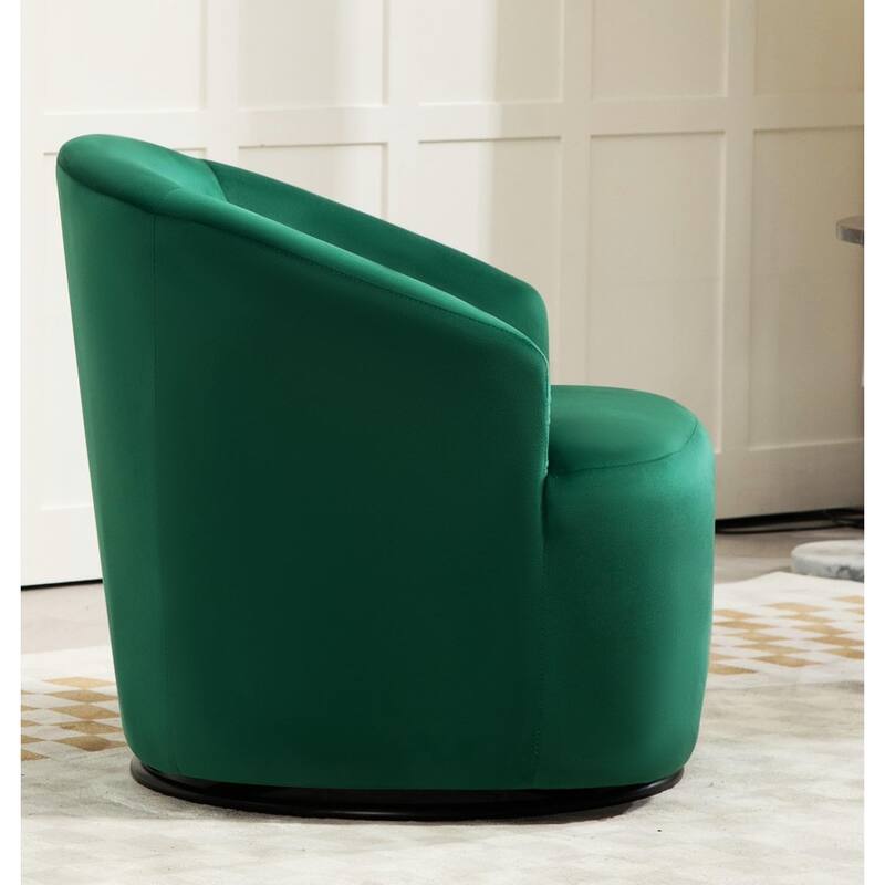 Accent Chair with Barrel-shaped Design and 360 Degree Swivel Feature
