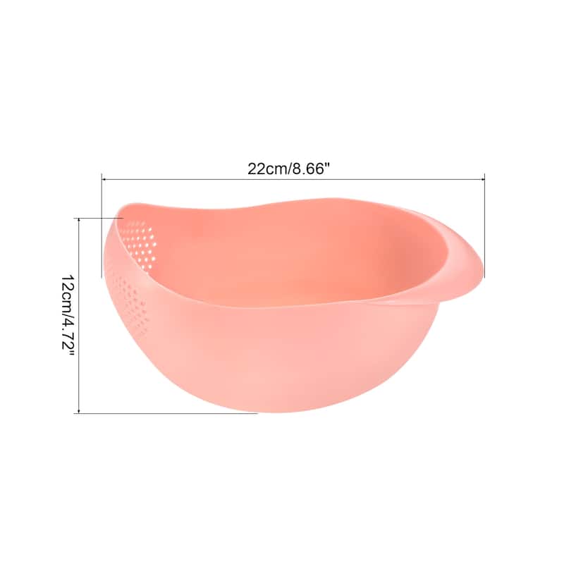 Kitchen Rice Drain Bowl Fruit Washing Basket Sieve Plastic Colander - Pink