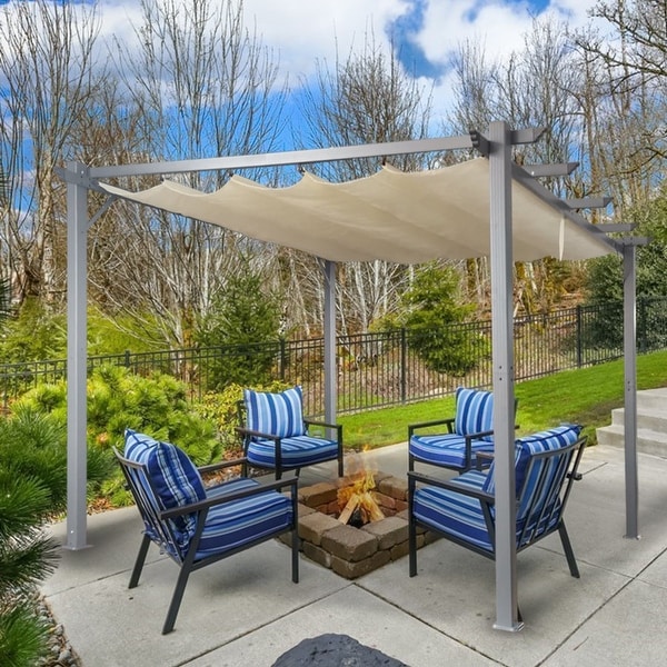 Patio Pergola Flat Hanging KD Tent Retractable Gazebo for Outdoor Garden or Deck