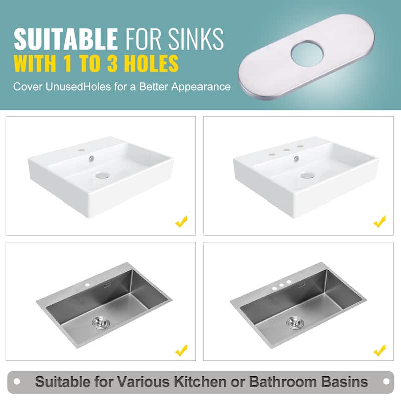 WOWOW 6.3 in. Kitchen Sink Faucet Hole Cover Deck Plate Escutcheon
