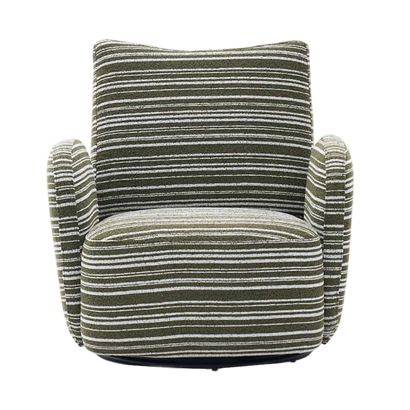 HOMEFUN Boucle Upholstered 360° Swivel Fabric Striped Armrest Leisure Chair for Living room and Bedroom