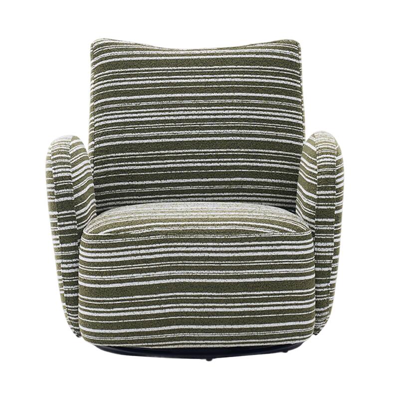 Swivel Striped Accent Chair with Metal Base, Modern Arm Chair for Living Room, Fabric Club Single Sofa Chair