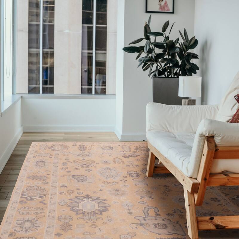 ECARPETGALLERY Hand-knotted Finest Oushak Tan Wool Rug - 7'11 x 10'11