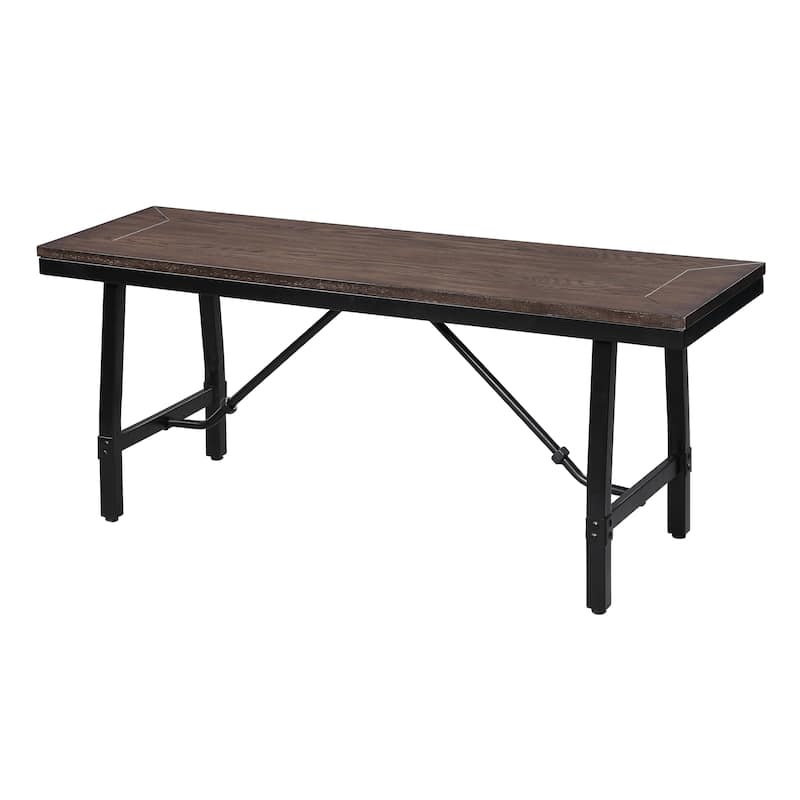 Oak and Black Rectangle Bench