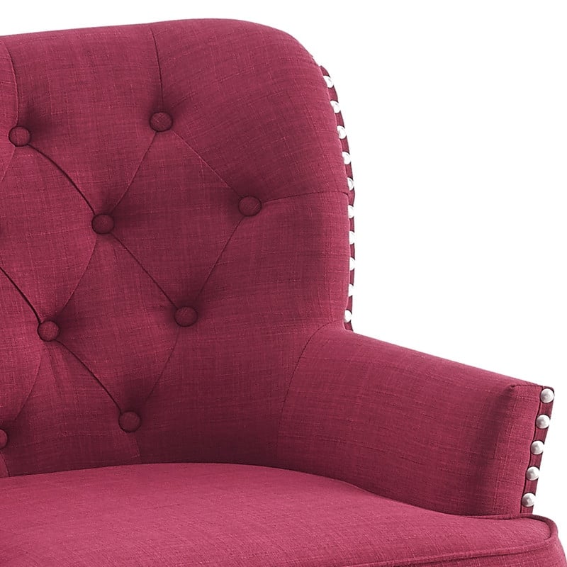 Moser Bay Mignon 30'' Wide Tufted Wingback Accent Chair with Ottoman, Velvet or Linen