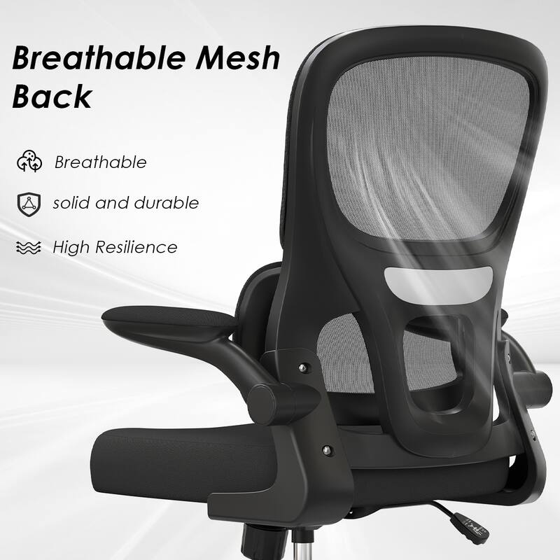 Office Chair, Mesh Ergonomic Office Chair with Lumbar Support, Comfy Computer Desk Chair with Flip Armrest Rolling Wheels