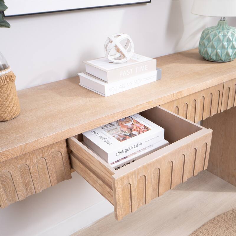 Modern Black Console Table with 4 Drawers - 59.2" Entryway Table with Storage