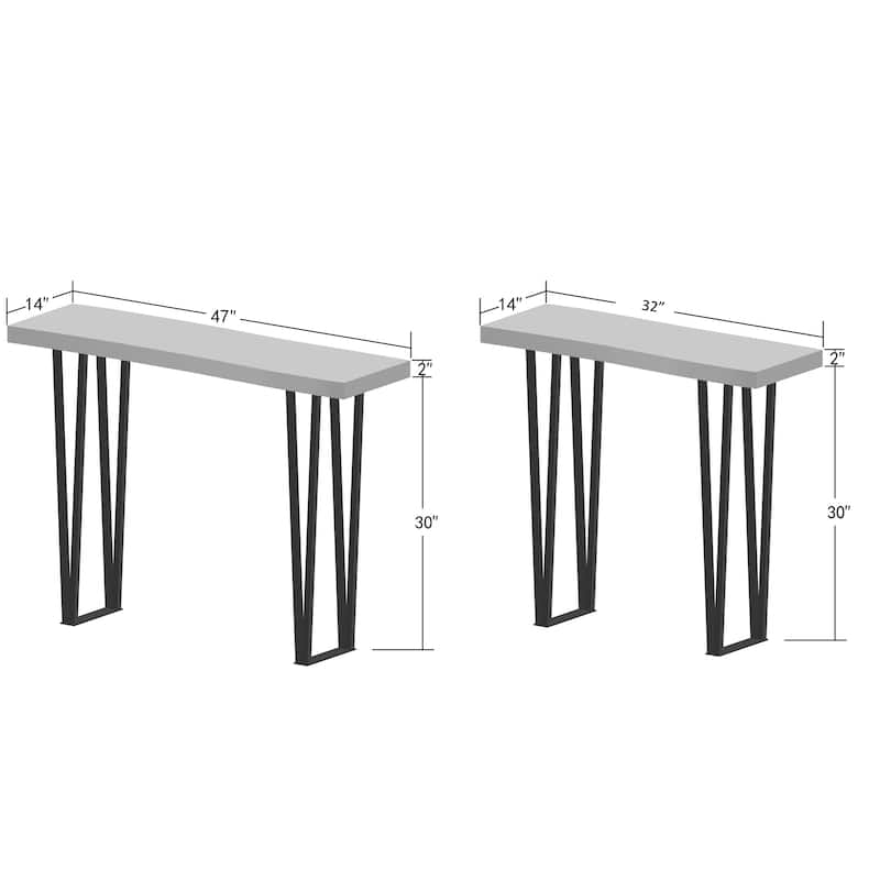 Greenage Suar Wood Console Table with Flat Iron Table Legs