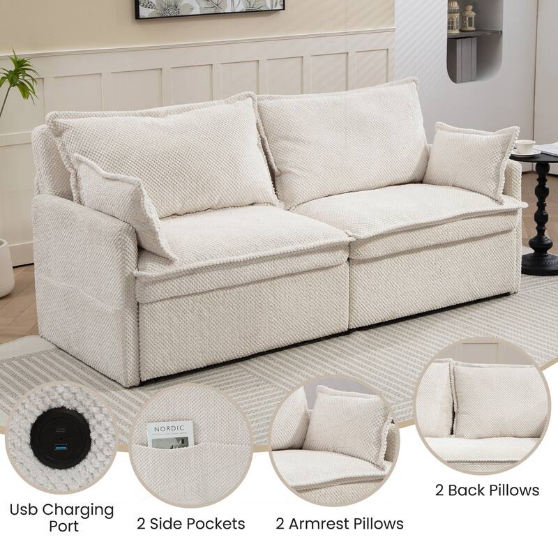 Versatile Convertible Sofa Bed with Side Storage and USB Ports for Home