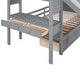 preview thumbnail 8 of 11, Pine Wood Twin over Twin Bunk Kids Bed Frame with Storage Staircase, Slide, Desk with Drawers & Shelves for Bedroom, Grey