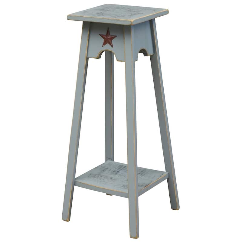 Country-Style Plant Stand with Rustic Star - Grey