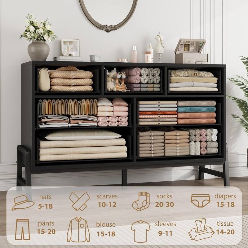 7 Drawer Freestanding Dresser Storage Chest TV Stand for Living Room, Bedroom