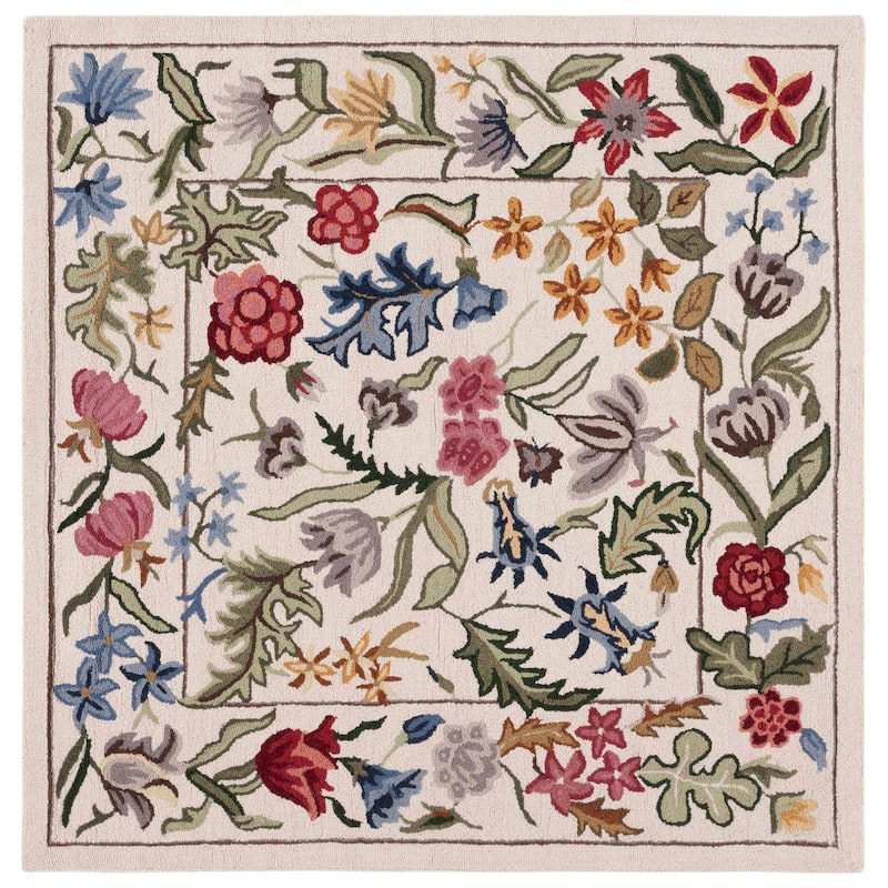 SAFAVIEH Handmade Chelsea Todora Oriental Wool Rug - 7' Square - Ivory/Green