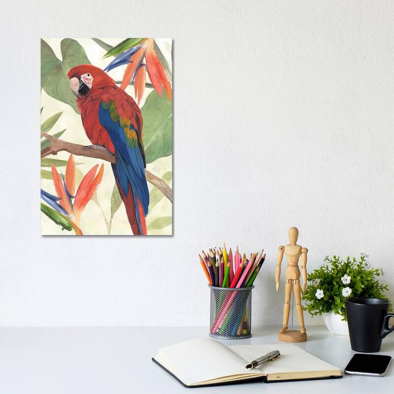 iCanvas "Tropical Parrot Composition II" by Annie Warren Canvas Print - 12x8x0.75