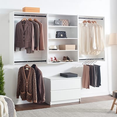 Devi Wall Mounted Wood Closet System - 13.78"D x 94.49"W x 45.28"H