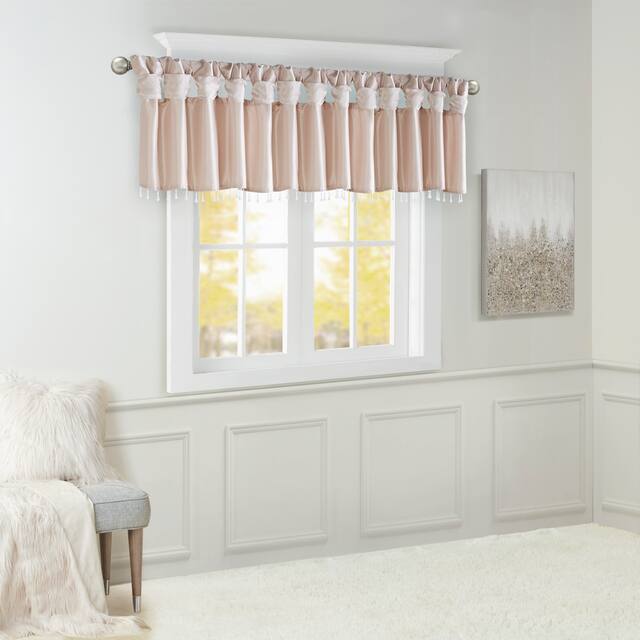 Madison Park Natalie Lightweight Faux Silk Valance with Beads - 50x26"