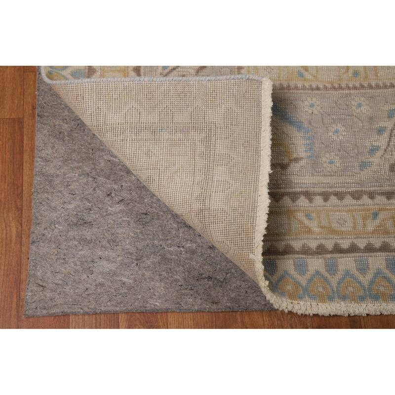 Geometric Tabriz Persian Area Rug Handmade Grey Wool Carpet - 9'3"x 12'4"