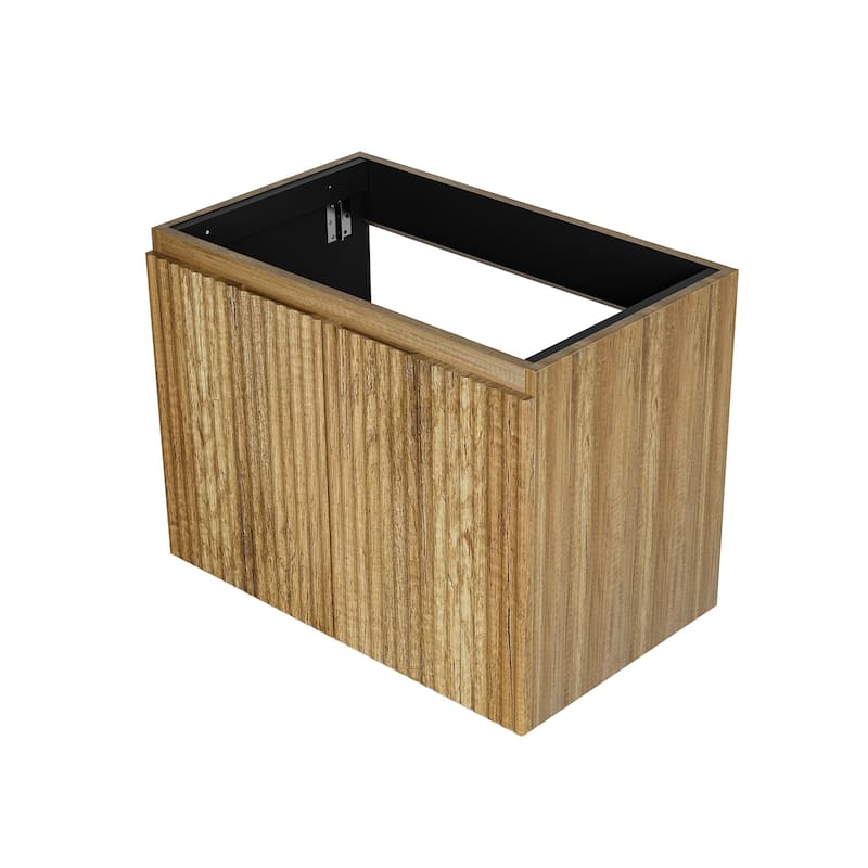 GDFStudio - Aero Modern Mid-Century Foldable Bathroom Vanity with Soft Close Function & Amper Storage Spaces, WITHOUT Sink - 30"+Floating - Dark Yellow