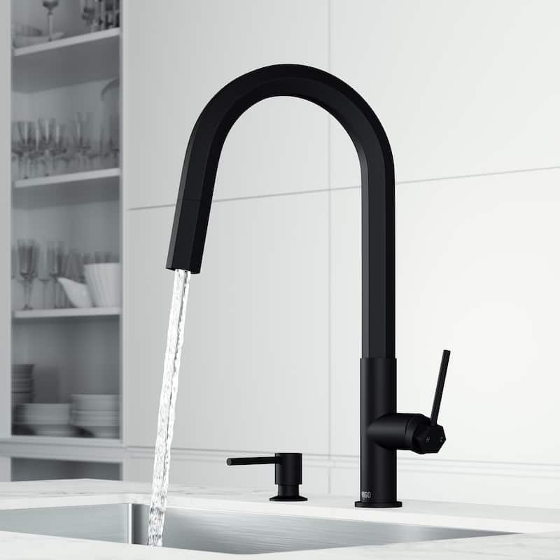 VIGO Hart Hexad 18" H Single Handle Pull-Down Kitchen Faucet