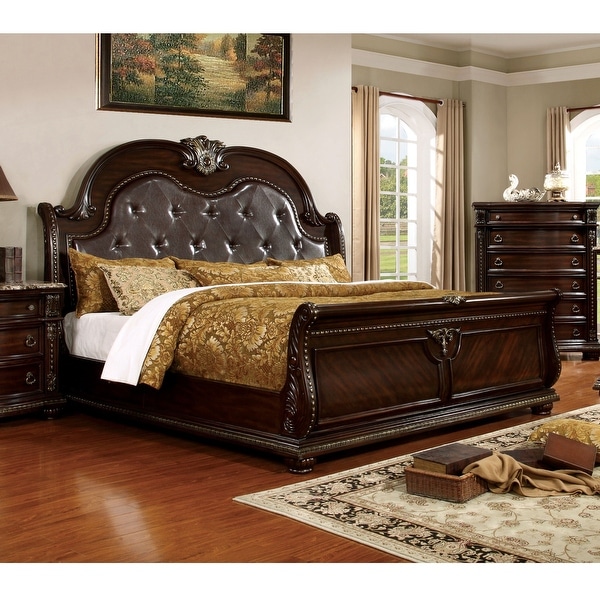 Leather store sleigh bed