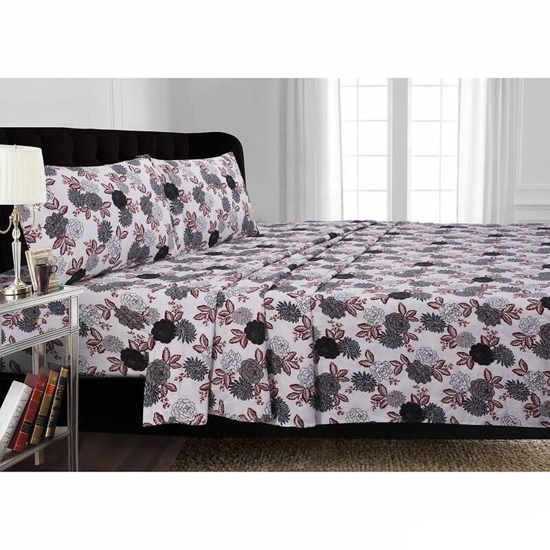Flannel 170-GSM Printed Extra Deep Pocket Bed Sheet Set