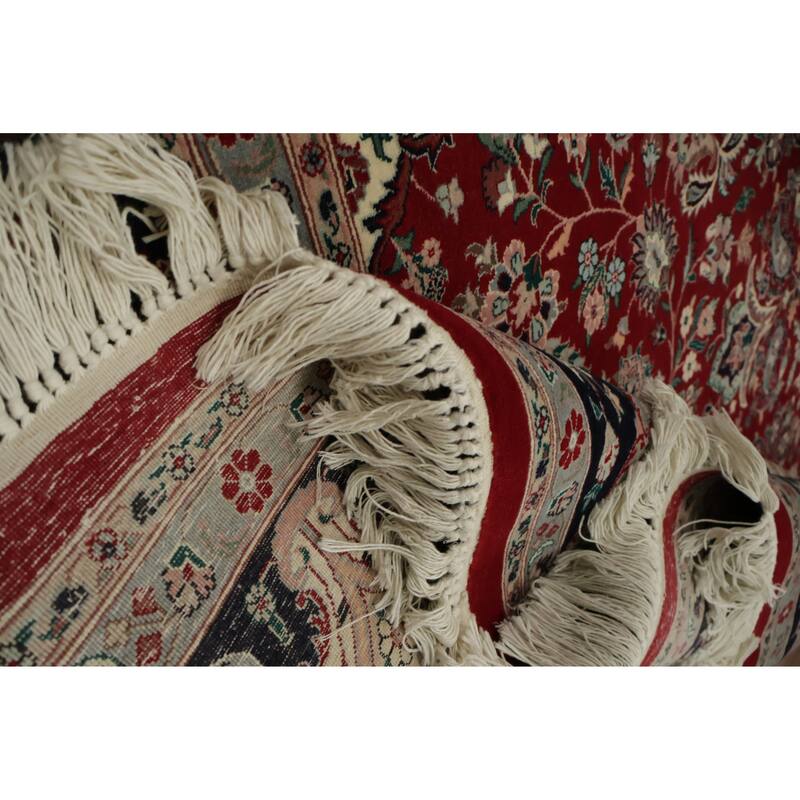 Hand Knotted Oriental 100% Wool Carpet Traditional Floral Red Tabriz Area Rug - 12' 3'' X 9' 1''