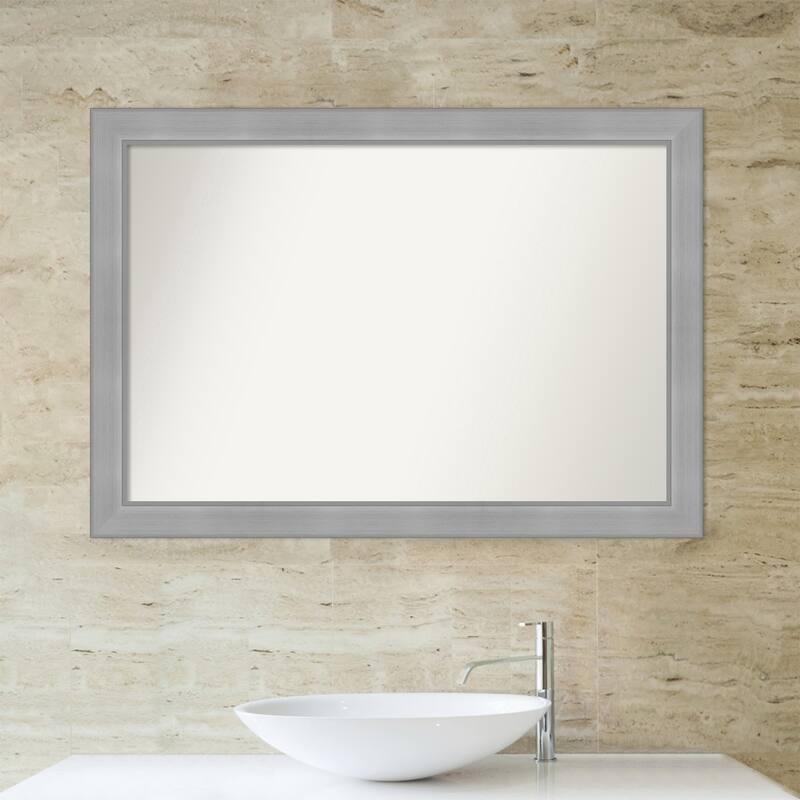 Non-Beveled Bathroom Wall Mirror - Vista Brushed Nickel Frame