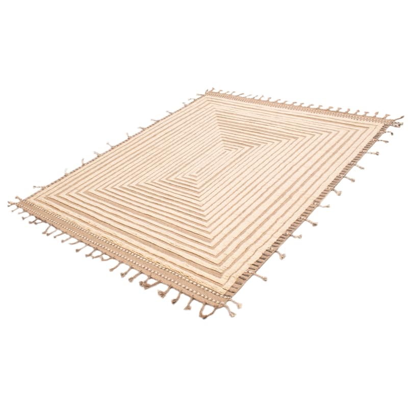 ECARPETGALLERY Hand-knotted Tangier Cream Wool Rug - 8'0 x 10'2