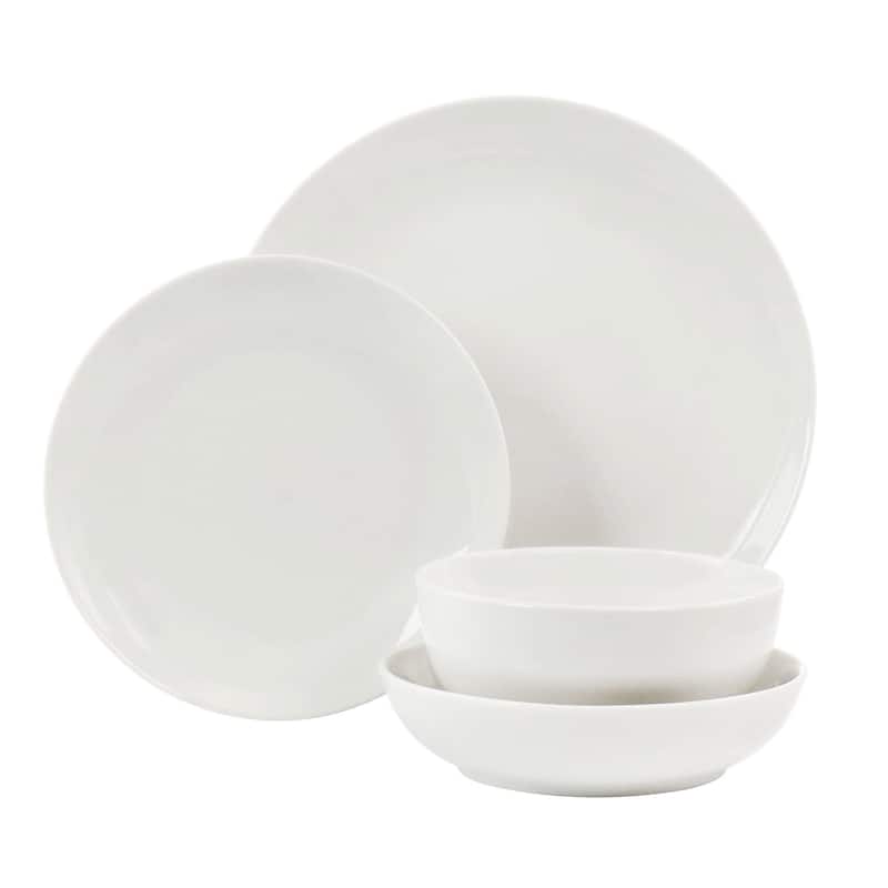 16 Piece Double Bowl Dinnerware Set in Porcelain