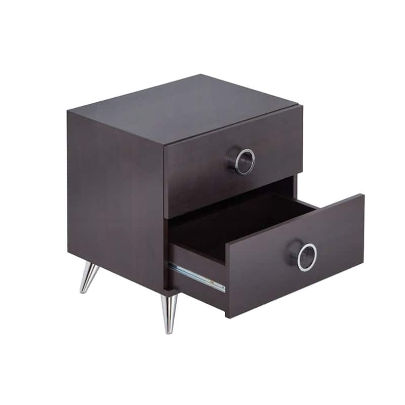 2 Drawers MDF Nightstand with Plastic Legs