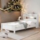 preview thumbnail 1 of 7, Wood Twin Platform Bed with LED Light and Storage Headboard