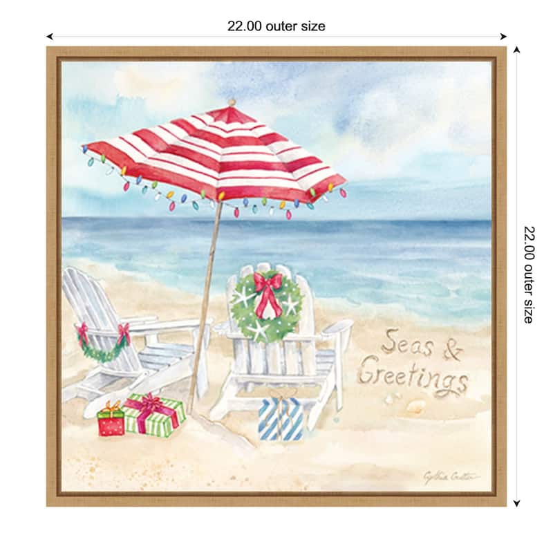 Christmas at the Cape VI by Cynthia Coulter Framed Canvas Wall Art Print - 22 x 22 in