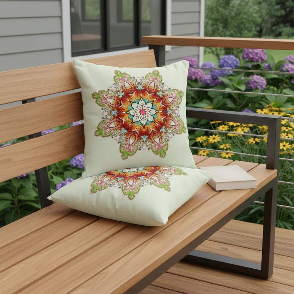 HomeRoots Set of Two 16" X 16" Green and Pink Blown Seam Floral Indoor Outdoor Throw Pillow - 16.00' X '16.00' X '5.00