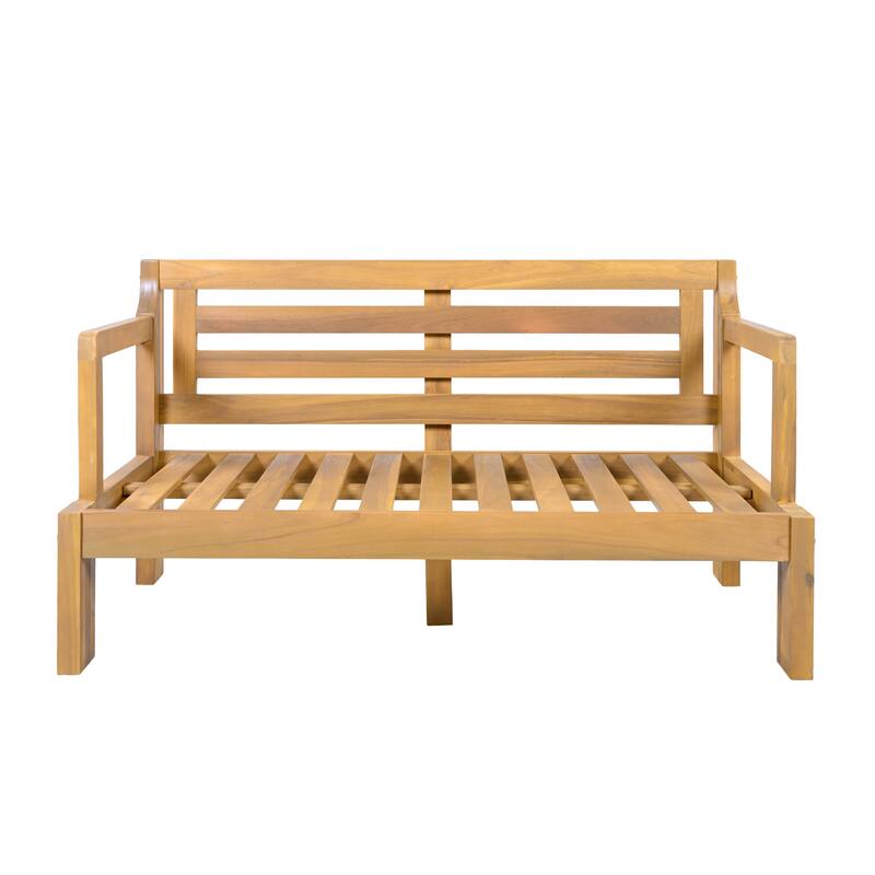 Christopher Knight Home - Modern 3-Piece Acacia Wood Outdoor Sectional Set with 3-Seater Sofa, Loveseat & Coffee Table