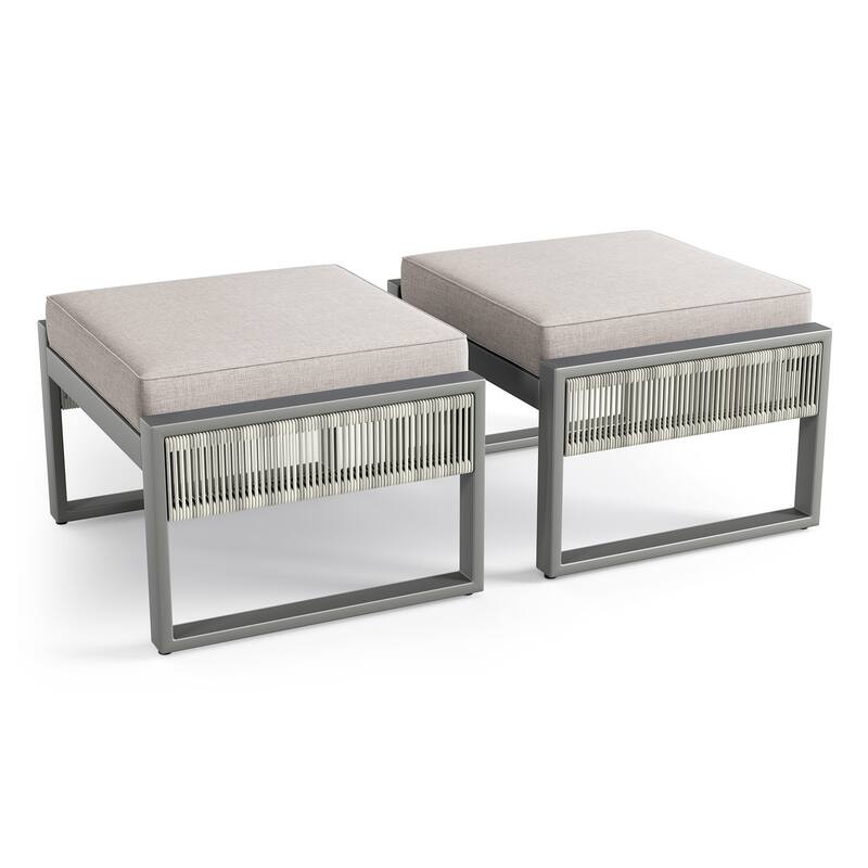 All-Weather Wicker Outdoor Ottomans PE Rattan Ottomans