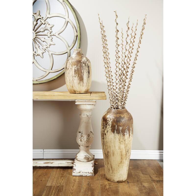 CosmoLiving by Cosmopolitan Metal Slim and Cone Geometric Vase with Handles (Set of 2) - Gold, Silver, Dark Gray, White, Black
