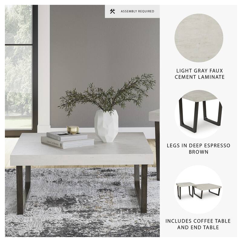 Signature Design by Ashley Westenfort Light Gray/Dark Brown Table (Set of 2) - 40" W x 40" D x 18" H