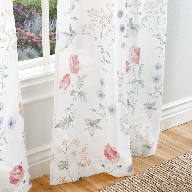 Martha Stewart Martha's Garden Floral Semi-Sheer Curtain Panel Pair