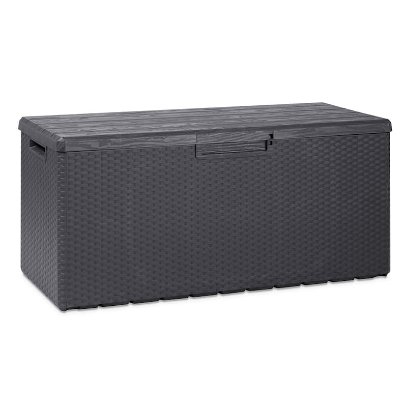Toomax Portofino Large 90 Gallon Plastic Outdoor Storage Backyard Deck Box, Gray - 22