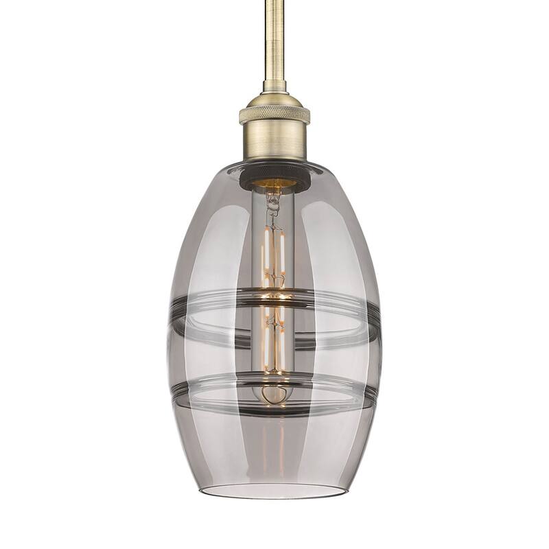 Innovations Lighting 616-1S 8 6 Vaz Pendant Vaz 6" Wide Mini Pendant - Antique Brass / Light Smoke