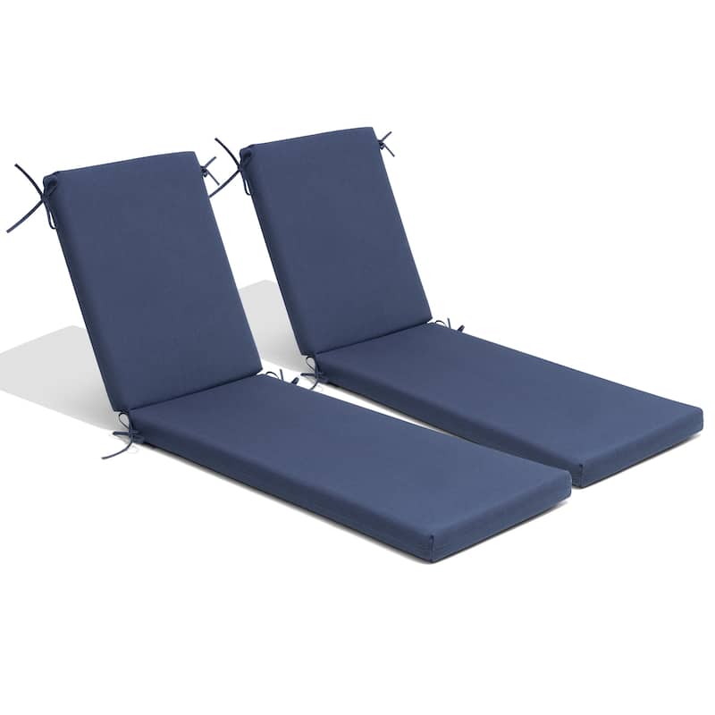 Outdoor Patio Chaise Lounge Cushion with Sunbrella - 2PC-80'' - NavyBlue