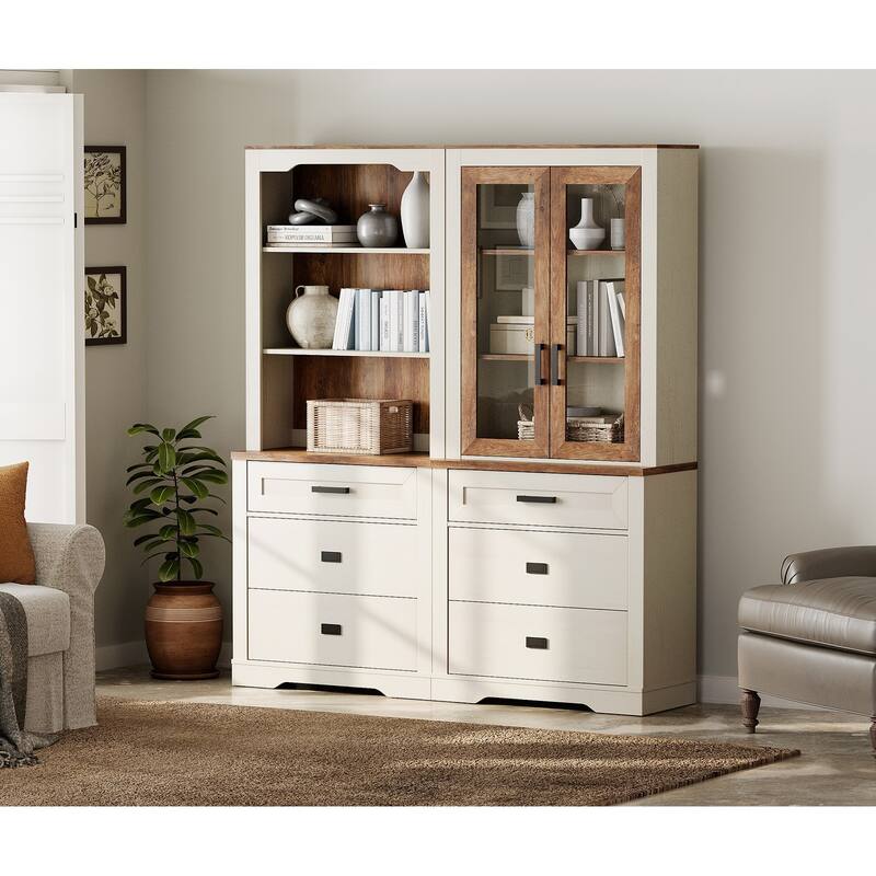 3 Tier Bookcase with Drawer,73.3" Tall Floor Standing Bookshelf