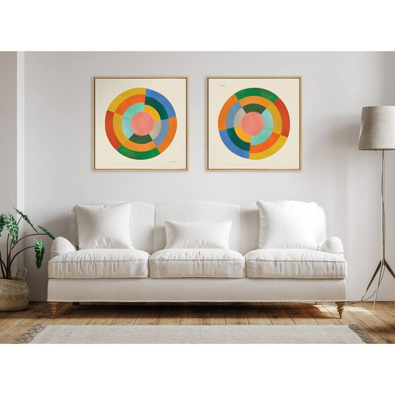 Kate and Laurel Sylvie Colorwheel Cream Frame Canvas by Carey Copeland