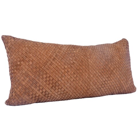 Suede Basket Weave Long Lumbar Pillow, 30x14