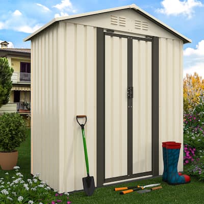 Durable 5x3 ft Metal Garden Storage Shed Waterproof UV-Resistant Outdoor Tool Organizer with Ventilation - 62.2" x 33.1" x 61.7"