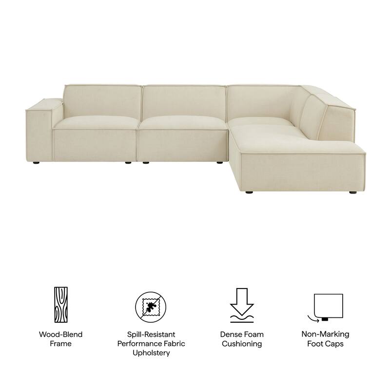 Restore 4-Piece Performance Fabric Upholstered Modular L-Shaped Sofa