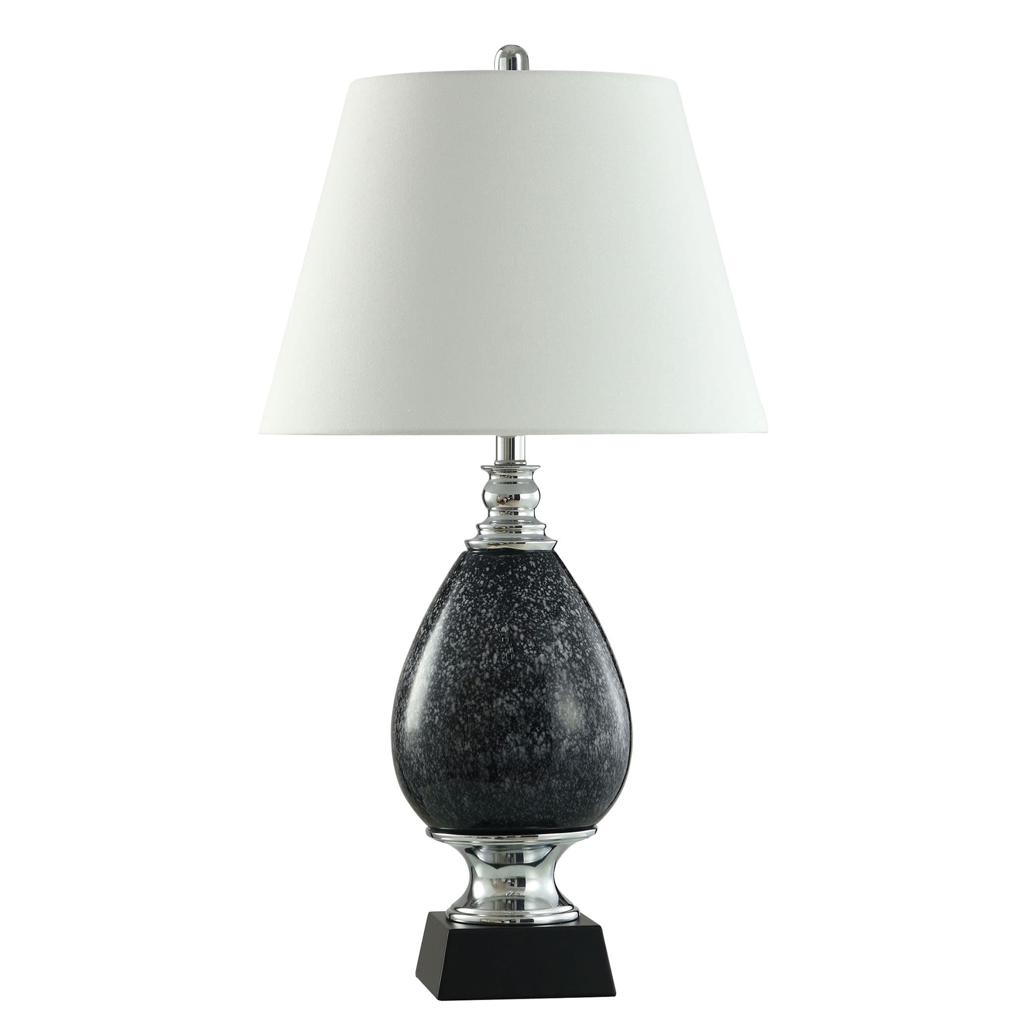 StyleCraft Sable Ink - Black with Grey Glass And Chrome Steel Table Lamp - White Shade