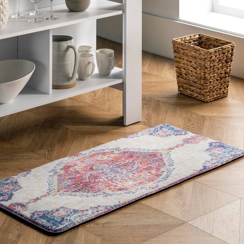 Nuloom Vintage Medallion Anti Fatigue Kitchen or Laundry Room Comfort Mat - 18" x 30" - Rust