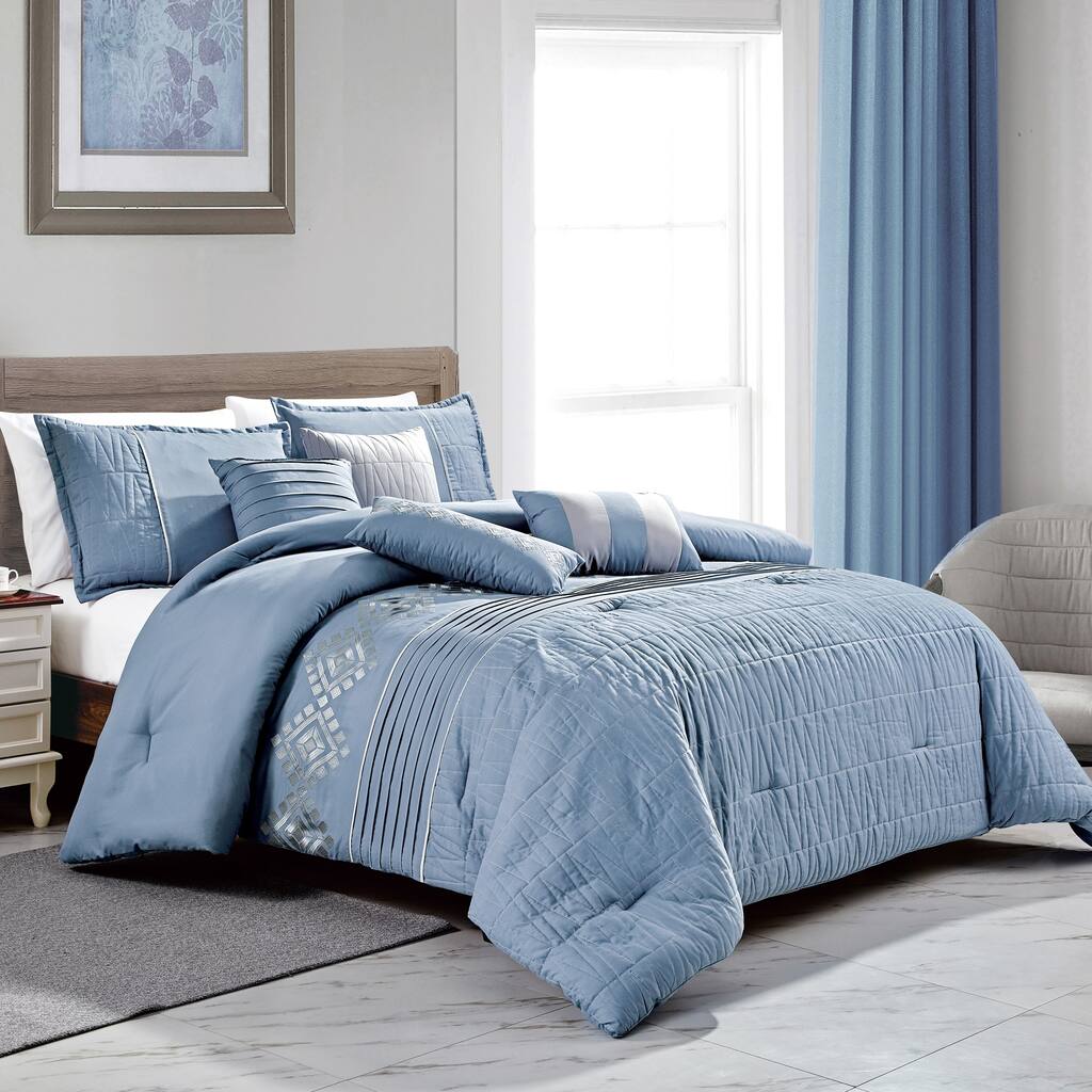 Kaede 7Pc Comforter Set - Blue